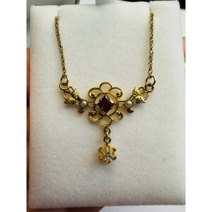 Antique Gold Filled Edwardian Pendant With Paste Stones, Antique GF.